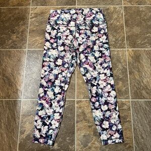 Lululemon Leggings Womens 10 Purple White Floral Align 25" Crop Yoga Athletic